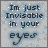 A 4-frame contact sheet of a pixelated animated buddy icon showing the phrase "Im just Invisible in your eyes" with subtle animation changes across frames.