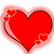 Red heart with small hearts and a bow on left side, next to blue background with purple text reading 'Happy Valentine's Day'.