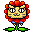 Pixel art animation of a flower with a cat face, showing three distinct expressions across nine frames arranged in a 3x3 contact sheet.