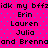 Pixelated text on a bright pink background with blue dots, repeating names and phrases in black block letters.