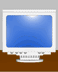 A yellow smiley face on a blue screen inside a white monitor with brown base, transitioning from small to large and adding a tongue.