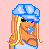 Pixel art of a character with blonde hair, blue cap, and light blue outfit against pink background; text overlays read "U wish u were that bubble gum".