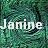 A pixelated green contact sheet showing two identical frames of the name 'Janine' in white text over a blurred background.
