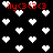 Black background with scattered white pixelated hearts and red text reading 'ily<3<3' in four positions.