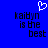 Blue background with white pixelated heart above black text reading 'kaiDyn is the best' in two identical side-by-side arrangements.