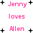 Pixelated pink text and black plus signs on white background, with animated changes in spacing between words.
