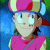 Pixelated character with pink sleeveless top and multicolored hat showing six distinct facial expressions across frames.