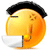 Yellow circular face with black hair, holding a white paper sheet that shifts position