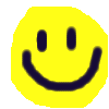 Yellow circular icons with dark blue facial features on gray background, showing variations in smile shapes and eye styles across multiple views.