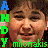 Animated contact sheet of 25 sampled frames showing a repeating sequence of Andy Milonakis's face with green text "ANDY" on the left and red text "milonakis" below, arranged in a 5x5 grid.