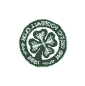 Green four-leaf clover icon with circular border and patterned inner ring, shown in multiple orientations and overlapping arrangements.