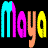 A static contact sheet of a 4x3 grid showing repeated 'MAYA' text in various colors across sampled frames, with the rightmost column partially obscured by a gray rectangle.