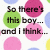 Pixelated text on a polka-dot background with partial phrases about liking someone, transitioning from 'So there's this boy... and I think...' to 'I might sorta, kinda, in a way...' then showing 'LOVE HIM!!!'