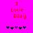 Red text on bright pink background reads 'I Love Riley' with five heart symbols below, two variations of the hearts animated.