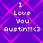 Purple background with pink diamond pattern and white text reading "I Love You Austin!!!<3" in four identical quadrants.