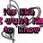 Pixelated text in pink and black with gray abstract shapes on white background, showing partial phrases about not wanting to tell someone something.