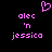 Pixelated pink text and a heart symbol on black background, with identical left and right sections.