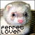 A pixelated ferret face with pink nose and black eyes, displaying two text variations below the animal.