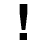A black exclamation mark with gray antialiasing on a white background, positioned vertically with a small square base below the main mark.