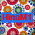 A static buddy icon with a colorful floral pattern background and a blue banner displaying red text "HinaM1" over the top-left portion.