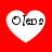 Four white heart shapes on a red background, each containing the text "Olepa" with varying pixelation levels.