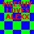 Red text reading "MEESHY LOVES ALEXX" on a green and blue checkered background with two distinct patterns