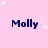 A static image with a light pink background featuring multiple instances of the name "Molly" in dark blue text, surrounded by white star shapes.