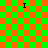 Green and orange checkered background with four black 'I' characters positioned at corners of two overlapping patterns