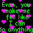 Green pixelated text repeats 'Evan, you make me feel like I can do anything' over black background with scattered pink hearts.