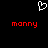 A black background features a white pixelated heart symbol above two red 'monny' text instances in lowercase.