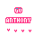 Pixelated pink text 'GO' above 'ANTHONY', with four small pink symbols below, in a