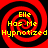 Four identical red and black spiral patterns with yellow text reading "Elle Has Me Hypnotized" arranged in a on a black background