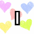 Pixelated heart shapes in pastel colors with a black vertical bar and the word 'pudding' overlaid on a white background.