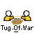 Animated sequence of two yellow-shirted figures holding hands over a brown textured object, with text 'Tug_Of_War' below each frame.