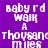 Purple background with white pixelated text reading 'baby i'd walk a thousand miles if I could just see you tonight' in four sections.