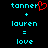 Pixelated cyan text and symbols on black background with red heart symbol replacing 'y' in 'tonner'.
