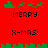 Red background with green pixelated borders and text reading "MERRY" and "X-MAS!" in black pixelated font, showing two distinct animation states of the top-left and top-right sections.