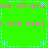 Green background with pink text repeating 'We all you I still beat' in four quadrants, bordered by light blue dashed lines and star-like symbols.