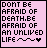 Six of pixelated text on pink backgrounds with black borders, each displaying "DON'T BE AFRAID OF DEATH.BE AFRAID OF AN UNLIVED LIFE" followed by wavy lines or a heart symbol