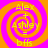 Four identical spiral-patterned icons with yellow text on orange and pink backgrounds, each displaying 'Alex + Ashley = bffs' in a pixelated font.