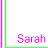 Animated sequence of the name 'Sarah' with individual letters changing color and position across six