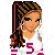 Pixel art buddy icon featuring a female character with brown and blonde hair in a high ponytail wearing a white shirt with pink number 5, striped sleeves, blue jeans with white stripes, and checkered sneakers, alongside text reading "Chick with Attitude".