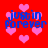 Red background with pink heart shapes and blue text reading "justin forever" repeated in a pattern