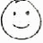 Two circular grayscale smiley face icons with distinct facial features and expressions on a white background.