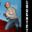 Animated contact sheet of a man in gray shirt and blue jeans kneeling on red carpet against blue backdrop with repeated text "DAUGHTRY" along left edge.
