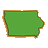 Green rectangular shape with rounded corners and a brown border on a gray background.