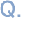 A light blue pixelated 'Q' symbol with a small square dot to its right on a gray background.