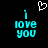 Pixelated cyan text 'i love you' with a white heart symbol above on black background, two identical frames side-by-side.