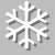 Five white snowflake icons on gray background, each with distinct branching patterns and subtle shadows.