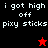 Four display text "i got high off pixy sticks" with a red star and black star icon changing between them